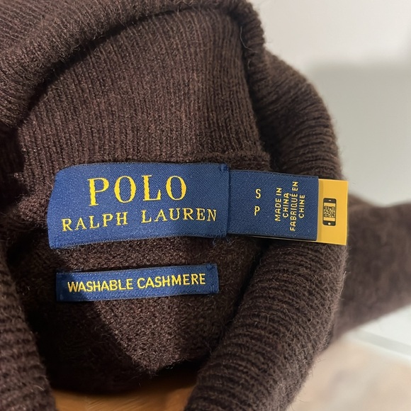Polo Ralph Lauren Slim Fit Washable Cashmere Brown Turtleneck Sweater - Picture 6 of 8